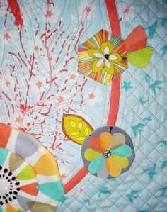 Detail of quilting and 3-D elements on Neo-Baltimore Petals